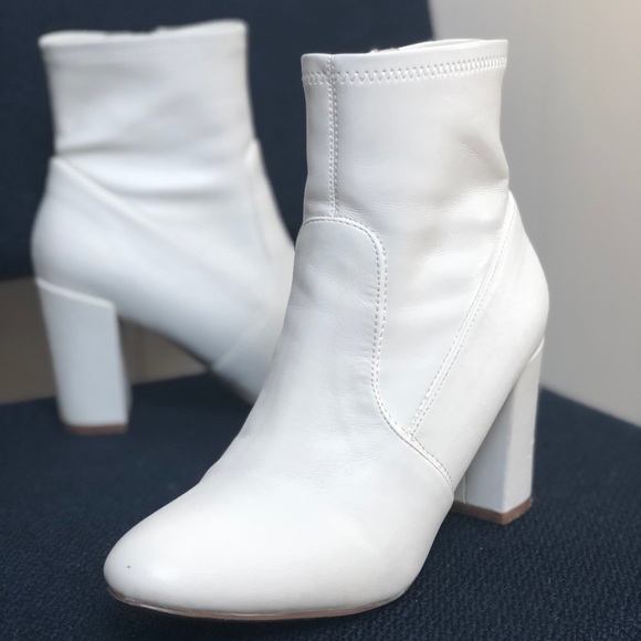 steve madden white ankle booties